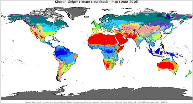 Mapa original de Köppen-Geiger.