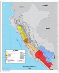 Mapa del potencial geotérmico del Perú.
