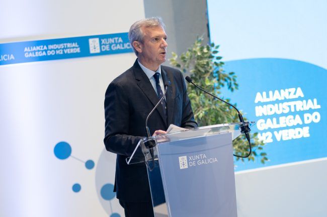 Alfonso Rueda, presidente de la Xunta de Galicia, durante el acto de presentación.